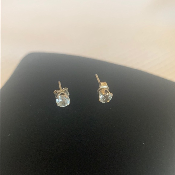 White Sapphire in Sterling Silver Simple 2mm Stud Earrings